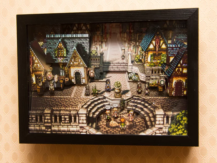 Diorama (shadowbox) Octopath Traveler - My, Diorama, Shadowbox, Video game, Octopath Traveler, JRPG