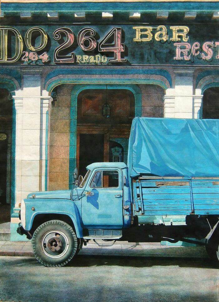GAZ 53 - Art, Auto, Gaz-53, Town, Hyperrealism