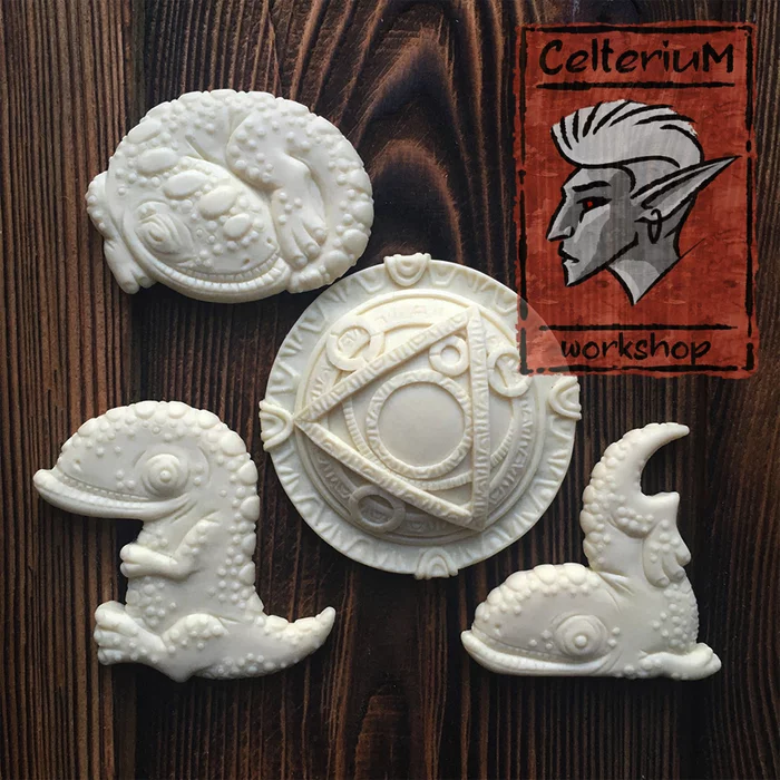 Pins with guars (part one) - My, The Elder Scrolls III: Morrowind, Polymer clay, Лепка, Casting, Polyurethane, Needlework with process, The elder scrolls, Miniature, Longpost, Guar, Brooch, Figurines, Video, Youtube