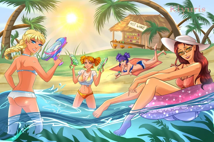 In a distant bay of Timbuktu... - Endless summer, Visual novel, Glorifying, Alisa Dvachevskaya, Lena, Olga Dmitrievna, Summer, Beach