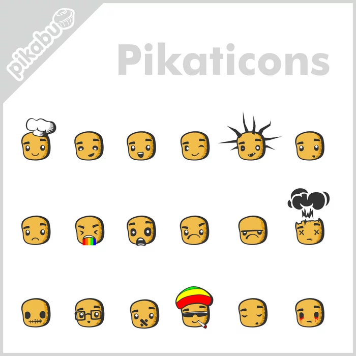 Picaticons - Моё, Пикабу, Стикеры, Рисунок, Иконки