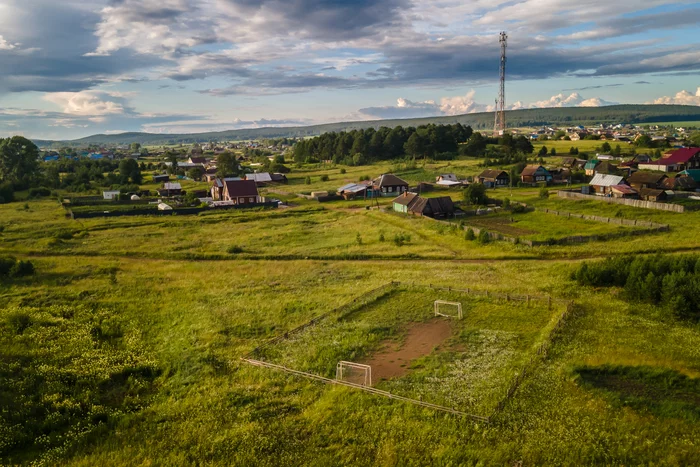 Деревенское - Моё, Урал, Лето, Пейзаж, Деревня, Квадрокоптер, Фотография, Облака, Аэросъемка