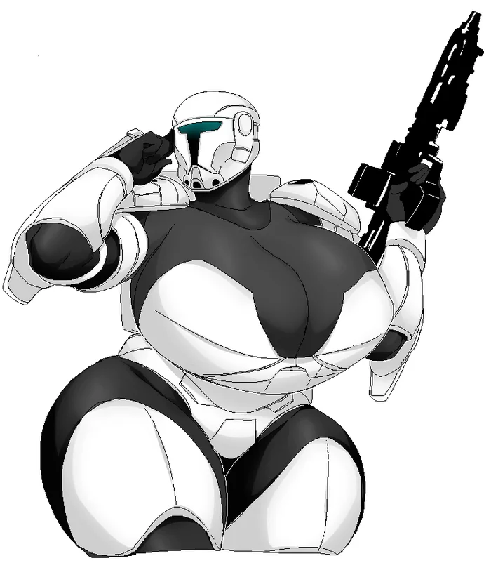 Boob Trooper - NSFW, Fullness, Star Wars, Chubby art, Clone trooper, Longpost