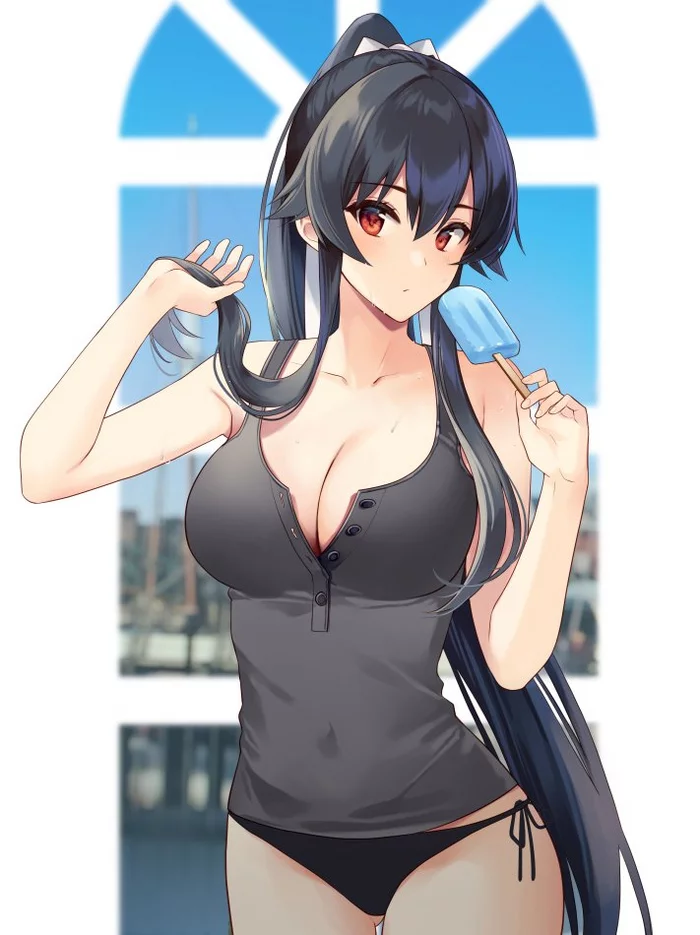 Yahagi - Девушки, Anime Art, Аниме, Kantai Collection, Сиськи, Купальник, Yahagi