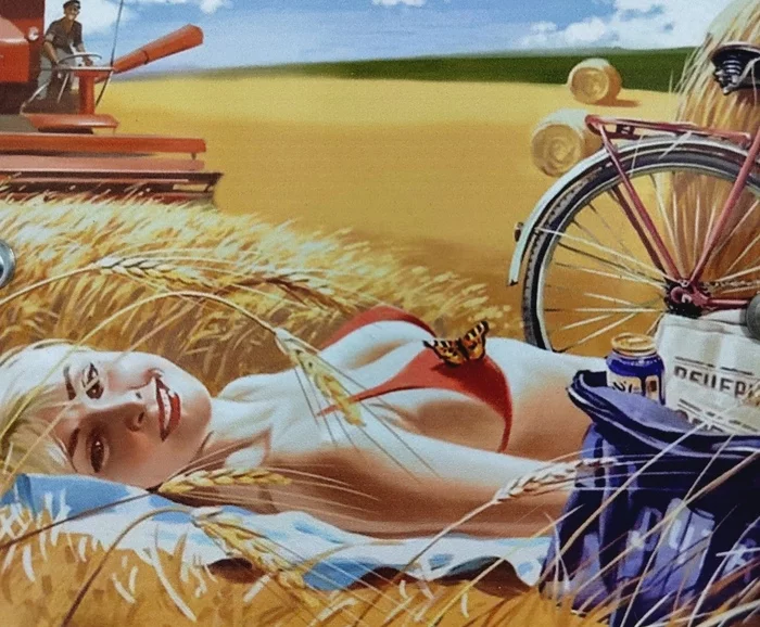 What does a harvester dream about? - Сельское хозяйство, Combine harvester, Field, Girls, Combine Harvester, Swimsuit