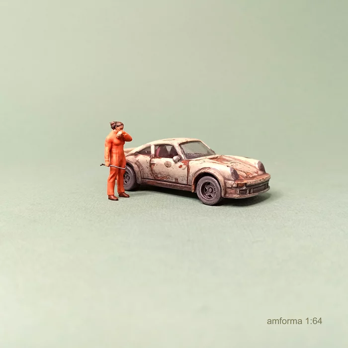 Smelly - My, 3D печать, Miniature, Figurines, Modeling, 3D, Painting miniatures, Stand modeling, 3D modeling, Scale model, Collecting, Collection, Hot wheels, Car modeling, Rust, Scale 1:64, Longpost, Needlework without process