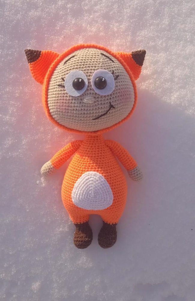 Bonnie in a fox costume - My, Soft toy, Amigurumi, Knitted toys, Knitting, Bonnie