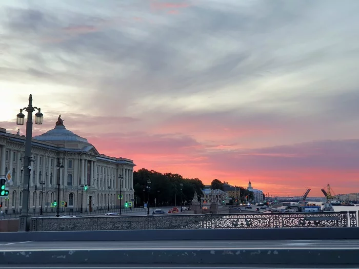 Рассвет в Петербурге - Моё, Санкт-Петербург, Фотография, Благовещенский мост, Длиннопост, Небо, Нева