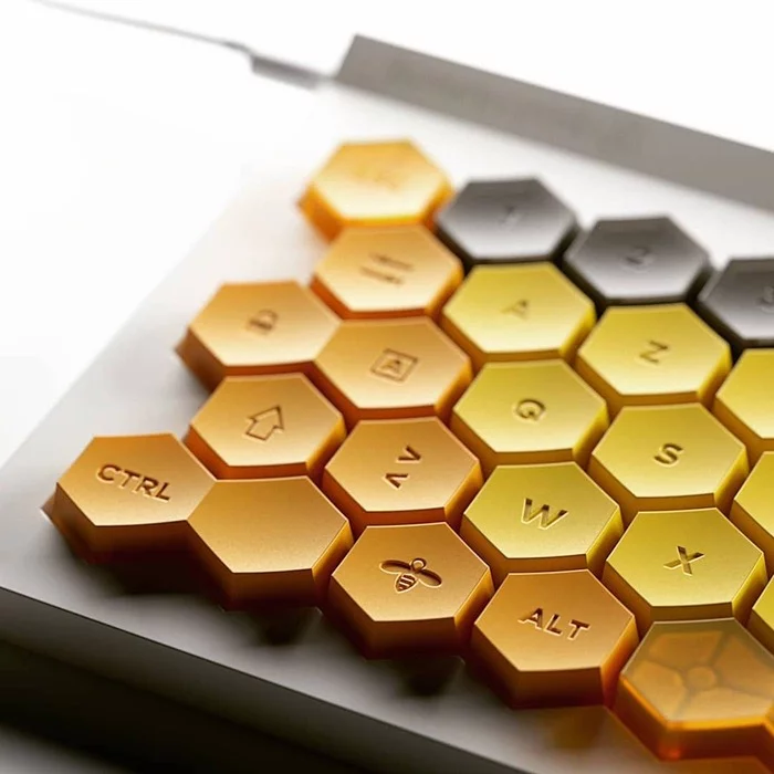 The design of this computer keyboard is inspired by honeycomb - The science, Informative, Design, Keyboard, Bees, Honeycomb, Longpost