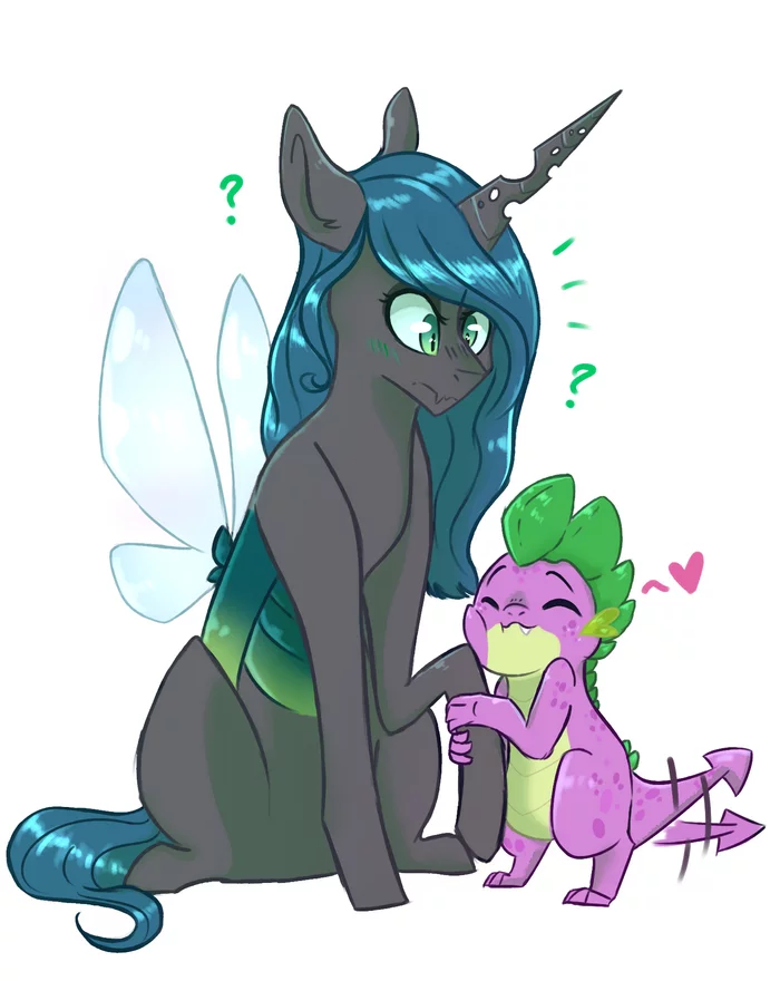 interest in the queen - My little pony, PonyArt, Queen chrysalis, Spike