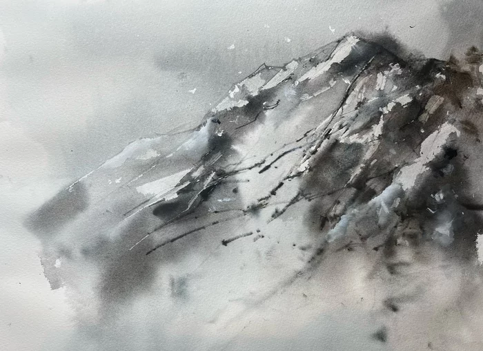 mountain watercolor - My, Drawing, Watercolor