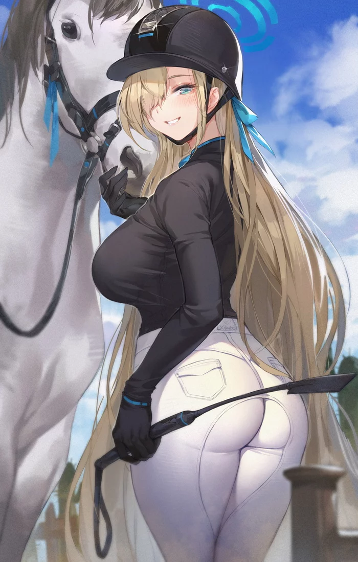 Ichinose Asuna - Anime, Anime art, Art, Girls, Ichinose asuna, Blue archive, Horses