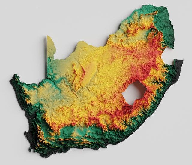 Volumetric map of South Africa - Cards, South Africa