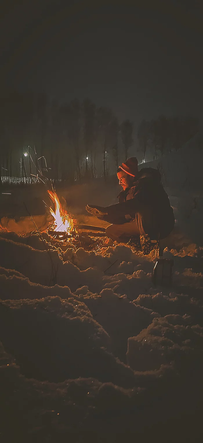 One, two, three - mountain, burn! - My, Chistye Prudy, Fire, Bonfire, Winter, Snow, Night, Longpost