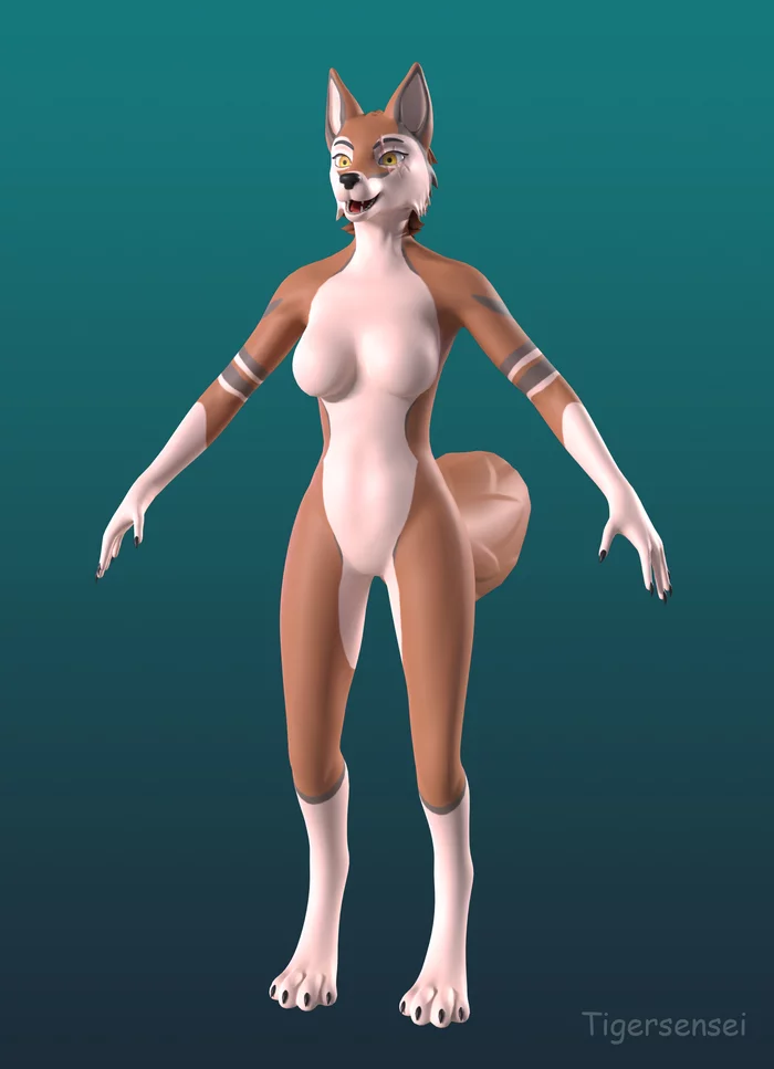 Komishka - My, Furry, 3D, 3D modeling, Zbrush, Art, Tigersensei, Furry art, Autodesk Maya, Furry canine, Marmoset Toolbag