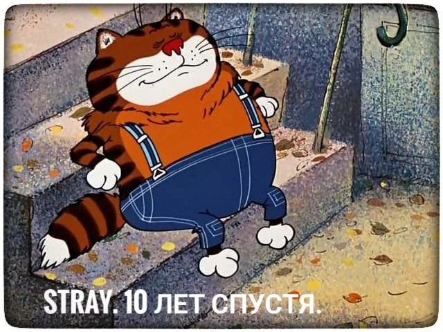 Stray. 10 лет спустя - Моё, Stray, Довольный, Кот, Картинка с текстом