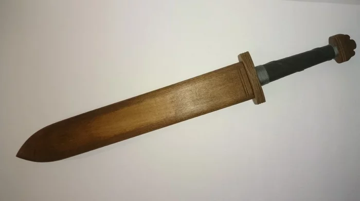 Wooden sword as a gift to a colleague - My, Needlework, Woodworking, Needlework without process, Sword