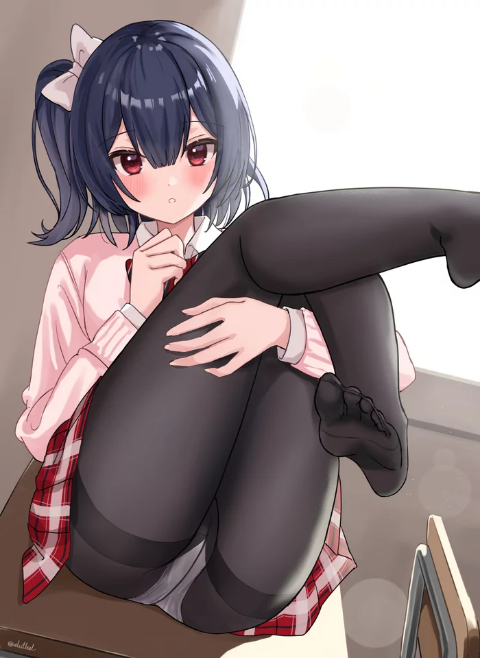 Good morning, lovers of legs and tights - NSFW, Anime, Anime art, The idolmaster, Idolmaster shiny colors, Morino Rinze, Legs, Tights, Foot fetish, Pantsu, Booty, School uniform