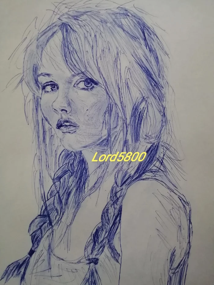 Old Drawings Part 7 Lord5800 Lord5800 - Drawing, Ball pen, Pen, Learning to draw, Beginner artist, Junior Academy of Artists, Portrait, Portrait by photo, Sketch, Morgana, Painting, Girls, Longpost