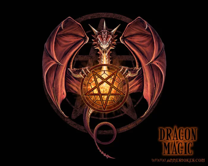 Perfect desktop background - Art, The Dragon, Desktop wallpaper, Lizard, Fire, Pentagram