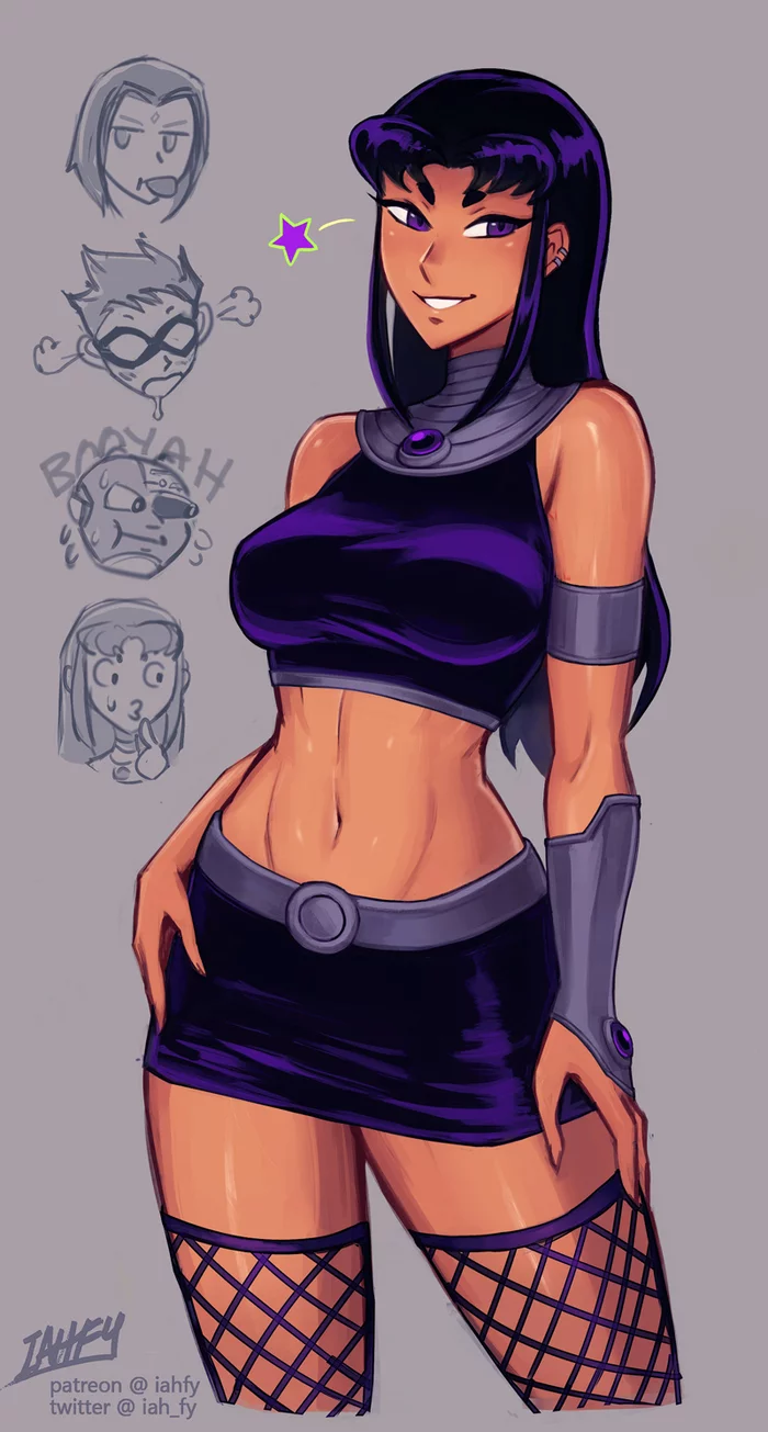 Blackfire - NSFW, Girls, Art, Teen titans, Iahfy, Hand-drawn erotica, Underwear, Succubus, Demoness, Longpost, Blackfire