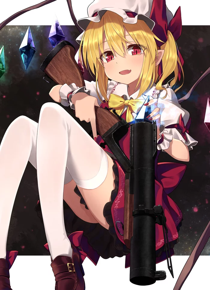 Flan with grenade launcher - Touhou, Flandre scarlet, Anime, Anime art, Greenkohgen, Stockings