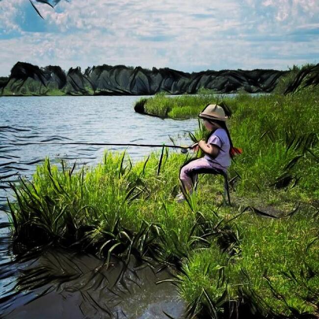 fisherwoman - My, Images, Fishing, Lake, beauty of nature, The photo, Nature, Children