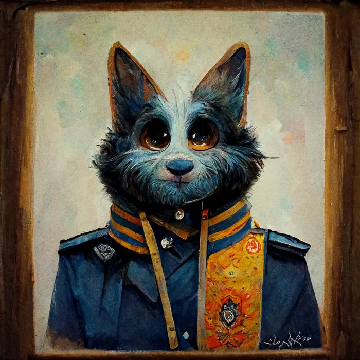 Portraits of officers - My, Art, Furry art, Anthro, Нейронные сети, Midjourney, Furry canine