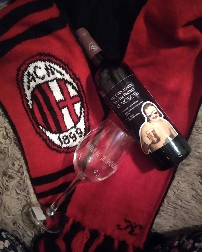 Handmade scarf - My, Football scarves, Football, FC Milan, Milan