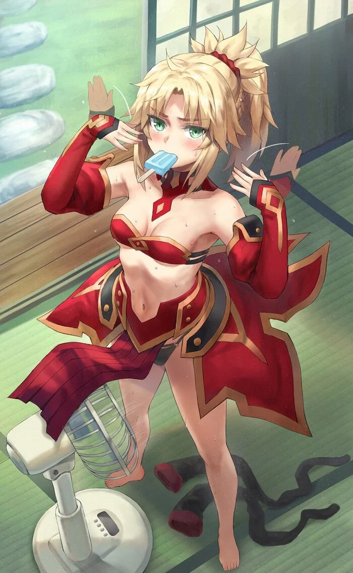 Continuation of the post Hot! - NSFW, Tonee, Art, Anime, Anime art, Fate, Fate apocrypha, Mordred, Pantsu, Hand-drawn erotica, Reply to post