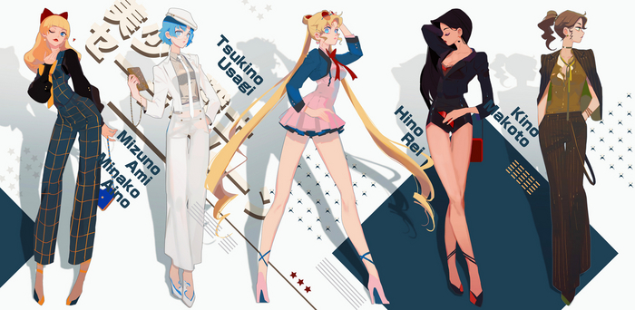   , Anime Art, Sailor Moon, Tsukino Usagi, Sailor Venus, Sailor Mars, Sailor Jupiter, Sailor Mercury, Mosspaka Studio, 