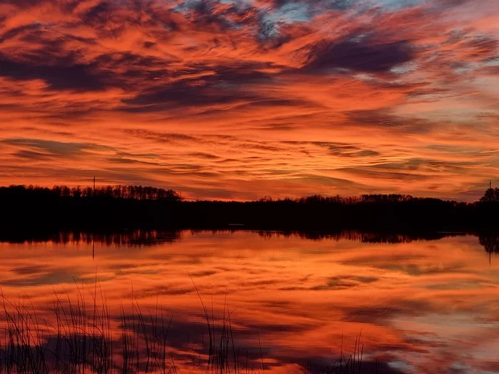 Sunset over the lake - Lake, Sunrises and sunsets, Sky, Sunset, Landscape, My