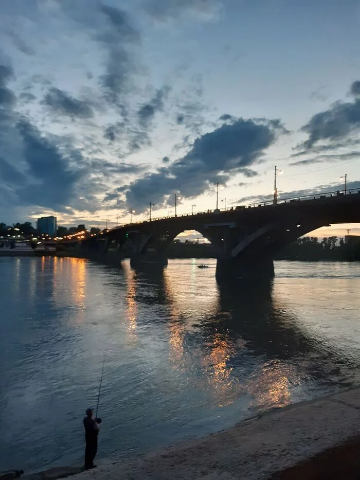 Evening Irkutsk - My, The photo, Bridge, Evening, Irkutsk, River, Sky, Clouds