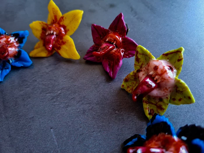 Earrings floral flowers - My, Needlework without process, Earrings, Polymer clay, With your own hands, Flowers, Longpost
