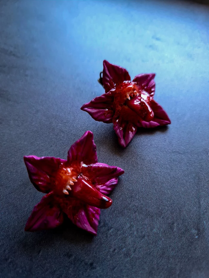 Earrings floral flowers - My, Needlework without process, Earrings, Polymer clay, With your own hands, Flowers, Longpost