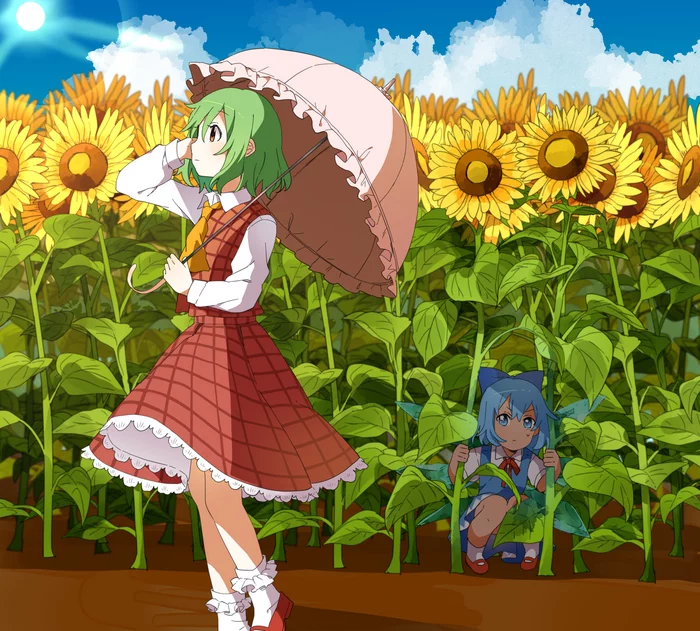 Yukarin to Cirno - Touhou, Kazami Yuuka, Cirno, Anime art, Games