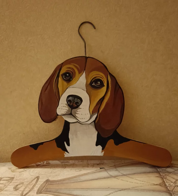 Hanger Beagle - My, Acrylic, Handmade, Hanger, Painting, Beagle, Longpost, Needlework without process