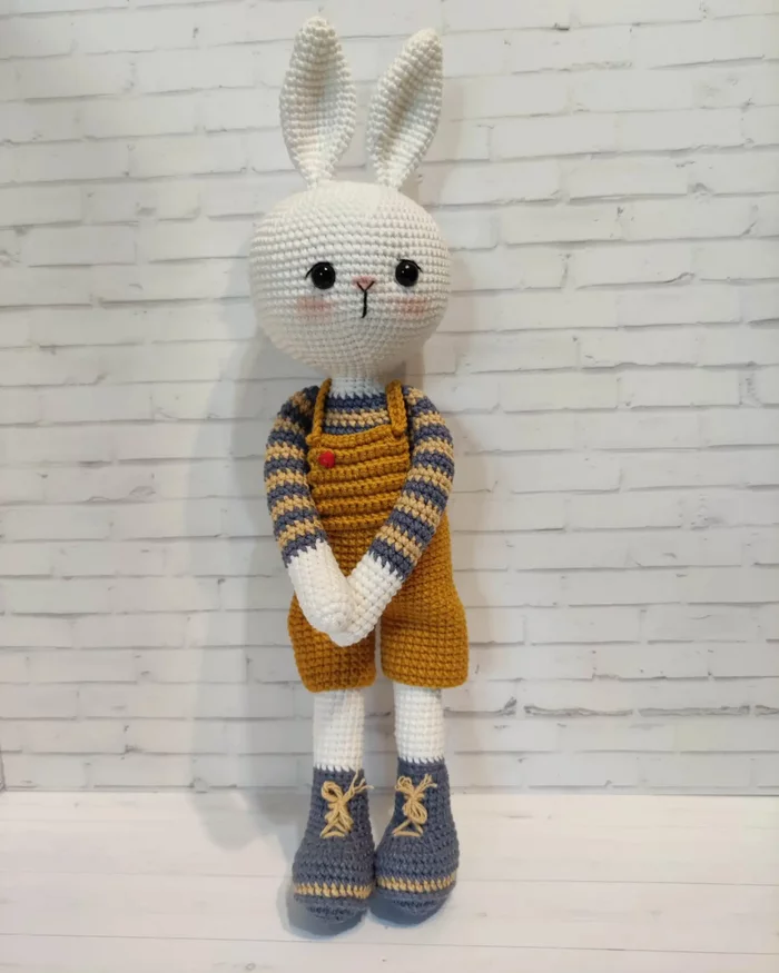 amigurumi bunny - My, Knitting, Amigurumi, Crochet, Toys, Handmade, Soft toy, Knitted toys, Needlework, Presents, Longpost