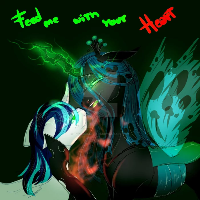 Feed me with your heart - My little pony, Queen chrysalis, Shining armor