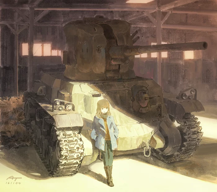 At the tank - Art, Girls, Fantasy, Tanks, Anime, Armored vehicles