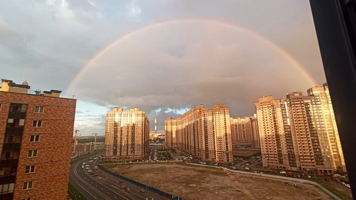 Rainbow - My, Rainbow, Saint Petersburg, Vyborgsky District, Beautiful, Pargolovo, Parnassus, The photo
