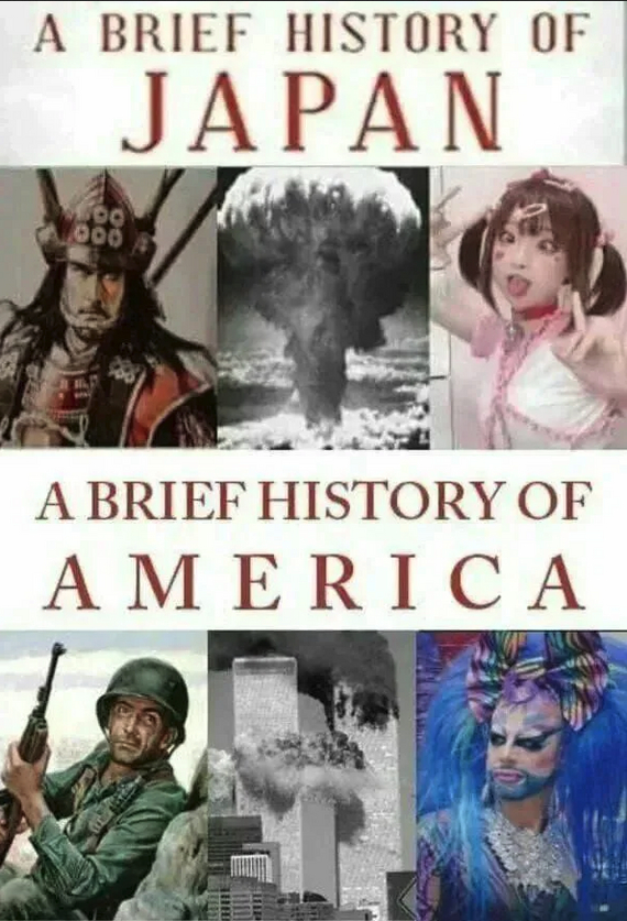 A Brief History of Japan and the United States - 9GAG, Politics, Japan, USA, West, NATO, Picture with text, Hardened