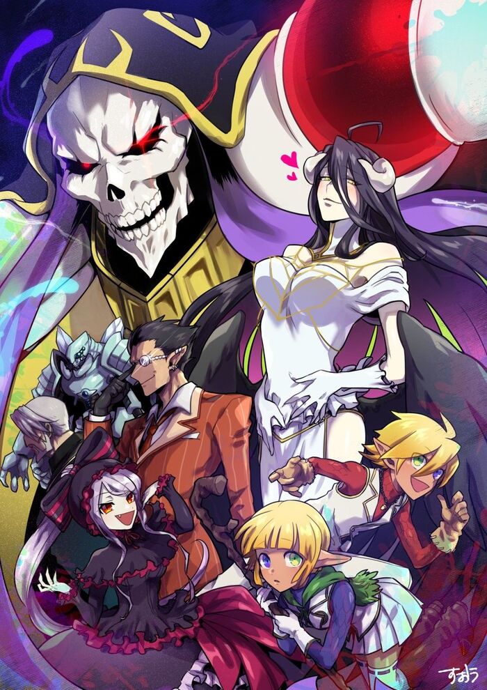   , , Anime Art, Overlord, Ainz Ooal Gown, Albedo (Overlord), Shalltear Bloodfallen, Demiurge, Aura Bella Fiora, Mare Bello Fiore, , ,   , , , 