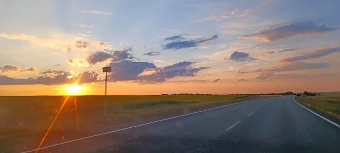 On the road - My, Xiaomi, Sunset, The photo, Road