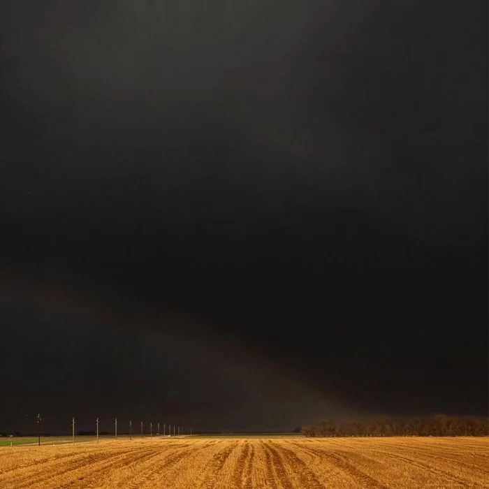 Black sky - Nature, The clouds, Rainbow, Field, Before the storm, The photo