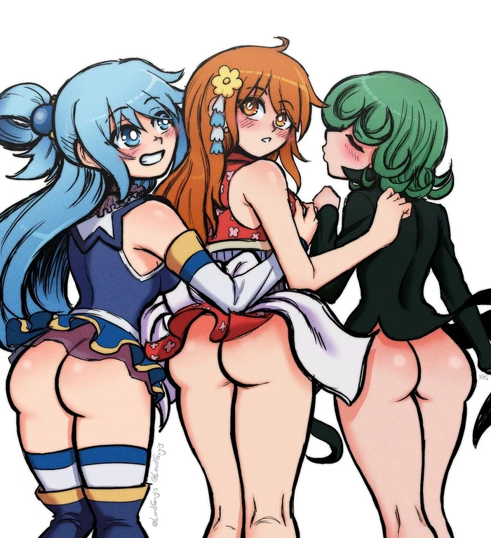 Аниме Жопки - NSFW, Anime Art, Арт, Аниме, Konosuba, Aqua, One Piece, Nami, Onepunchman, Tatsumaki