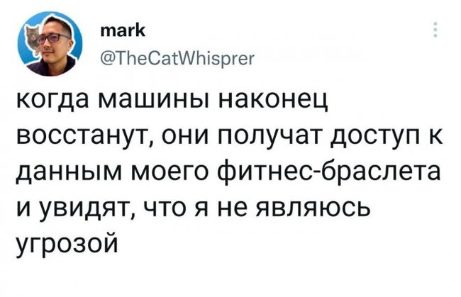 Я в безопасности - Юмор, Картинка с текстом, Twitter, Восстание машин, Фитнес-Браслет, Telegram, Повтор