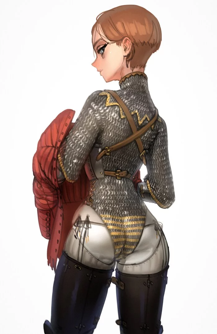Knight - Art, Girls, Chain mail, Drawing, Wassnonnam, Booty