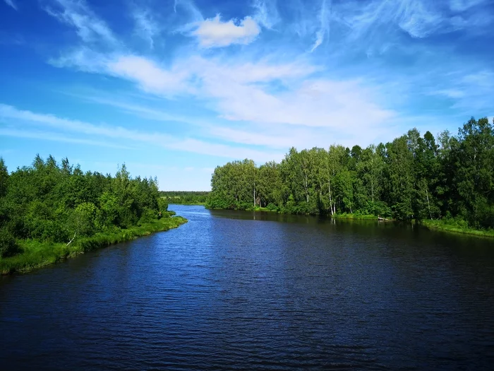 Vvedensky creek - Tikhvin, Stream, Sky, Mobile photography