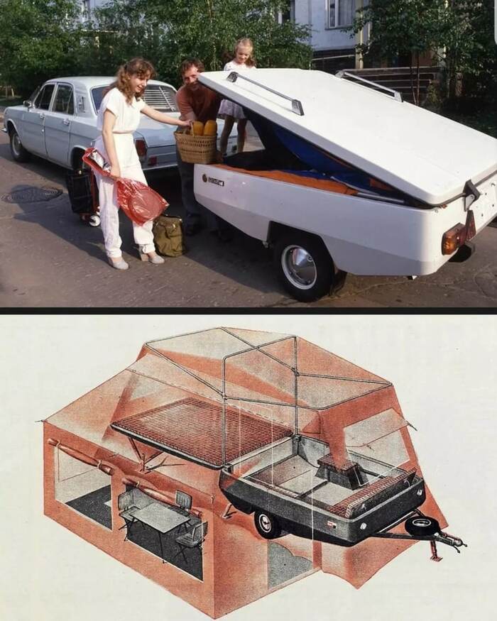 Tourist passenger trailer Skif - the dream of a Soviet autotourist - Retro, Made in USSR, Auto, Tourism, Trailer, How it was, The photo, Longpost, 80-е, Technics, the USSR, Past, Motorists, Interesting
